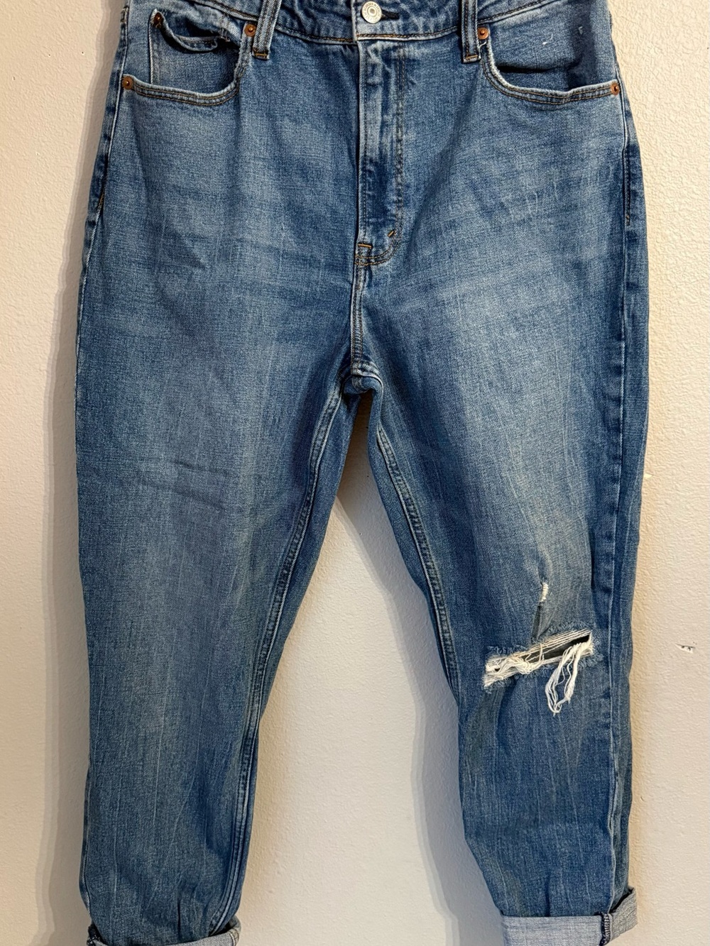 Abercrombie & Fitch The Skinny High Rise Women’s Blue Jeans Size 12R Distressed